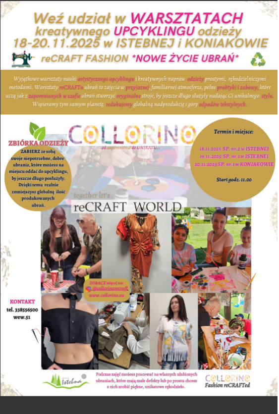 warsztaty upcykilngu plakaz z informacjami o warsztatach upcukilngu
