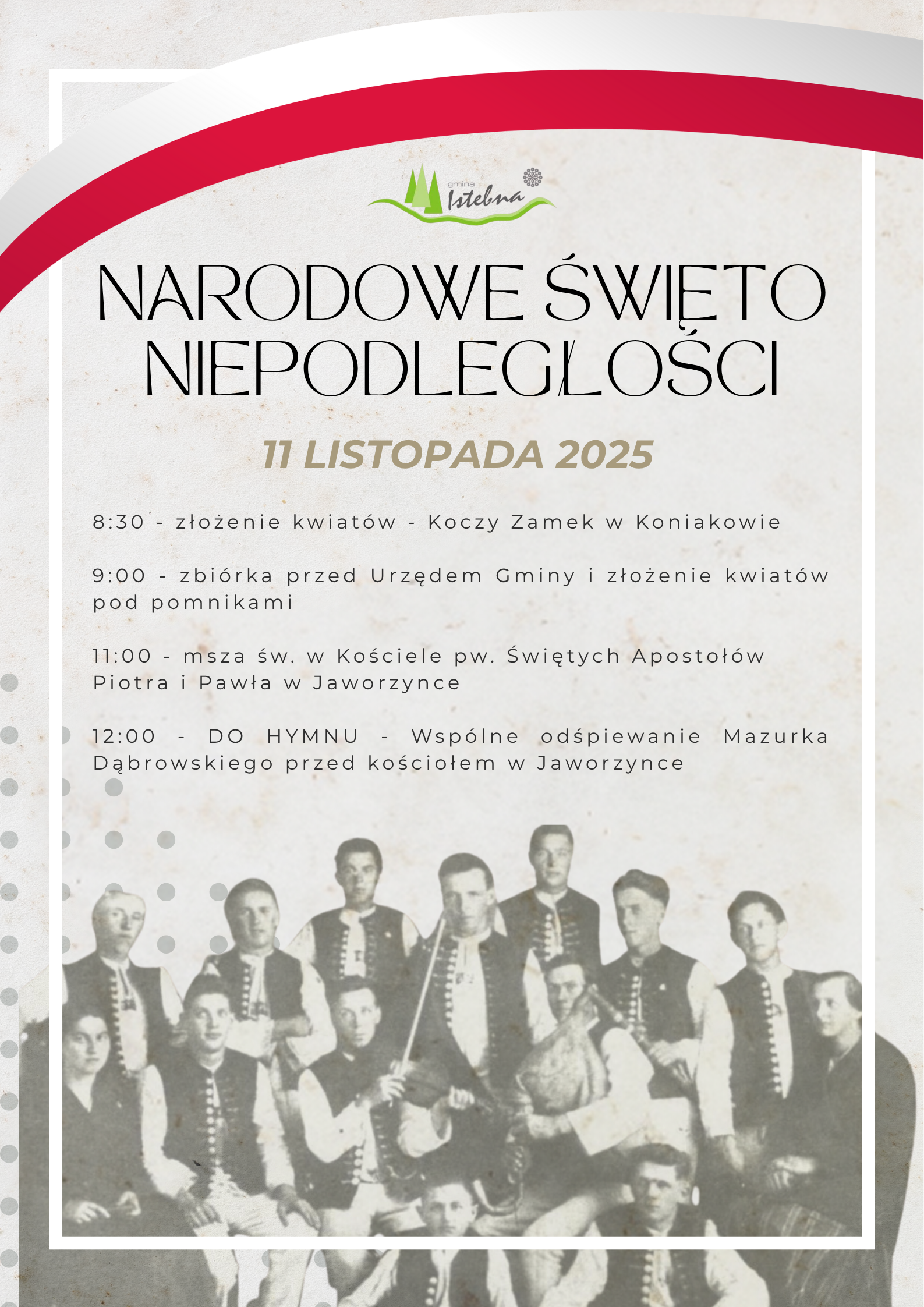 Narodowe Święto Niepodległości - zaproszenie informacja na plakacie o Święcie Niepodledłości